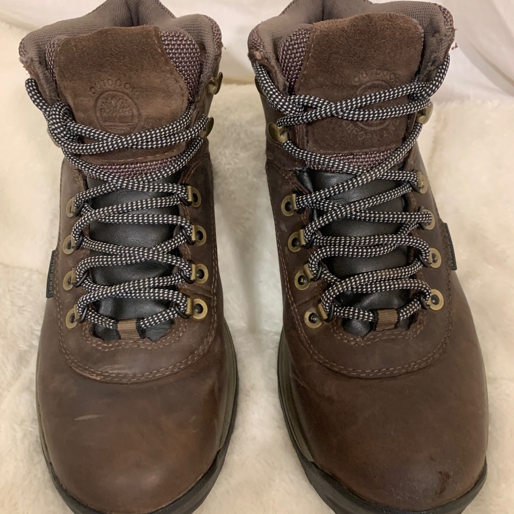 Timberland Women's Dark Brown Leather White Ledge Mid-Ankle Hiking Boot 9M